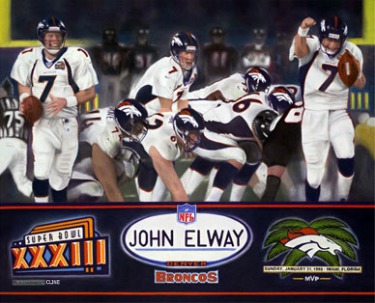 Historic Art Painting of Super Bowl XXXIII, Broncos Win!!!