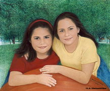 "Two Sisters",Unique Cherished Art Custom portrait Painting